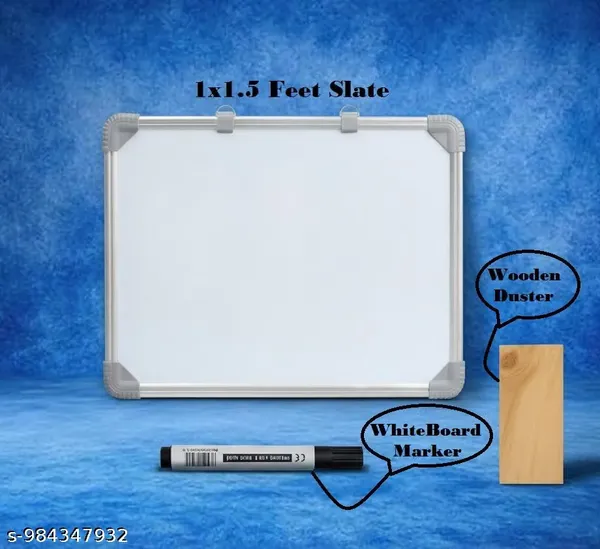 Preha_The_Smart_Choice_Aluminium_Framed_White-Green_Non-Magnetic_Board_1_by_1.5_Feet_Great_for_Office,Home_&School_Use_Also_use_for_Personal_&_Professional_Use_with_1_Whitebiard_Marker_&_1_Duster-Kit_of_3