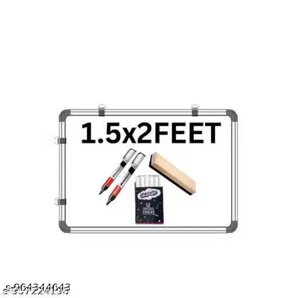 Preha_The_Smart_Choice_1.5_by_2_Feet_Non-Magnetic_Double-Sided_Chalk_Board_&_White_Board_(Combo_Pack)_with_1_Wooden_Duster,_2_Black_Marker,_10_Non-Dust_Chalk_Sticks_for_Kids,_School,_Teaching,_(41x59_cms)