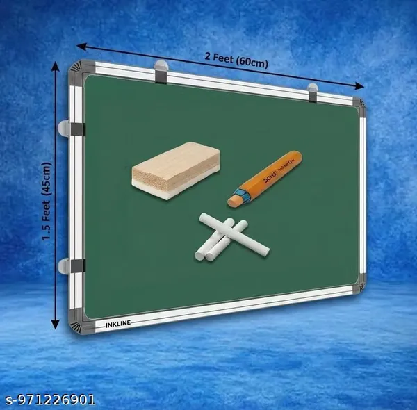 Preha_The_Smart_Choice_Aluminium_Framed_White-Green_Non-Magnetic_Board_2_x_1.5_Feet_Great_for_Office,Home_&_School_Use_Also_use_for_Personal_&_Professional_Use_with_1_Wooden_Duster_or_1_Chalk_Dibbi_&_1_Chalk_Holder_-_Kit_of_4
