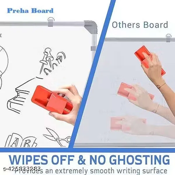 Preha_The_Smart_Choice_Non_Magnetic_2x1.5_ft._Double-Sided_White_Board_Combo_1_Whitebord_+_1_Duster_+_1_Marker_+_10_Pc_Chalk_+_1_Chalk_Holder_Whiteboards_and_Duster_Combos_(White)