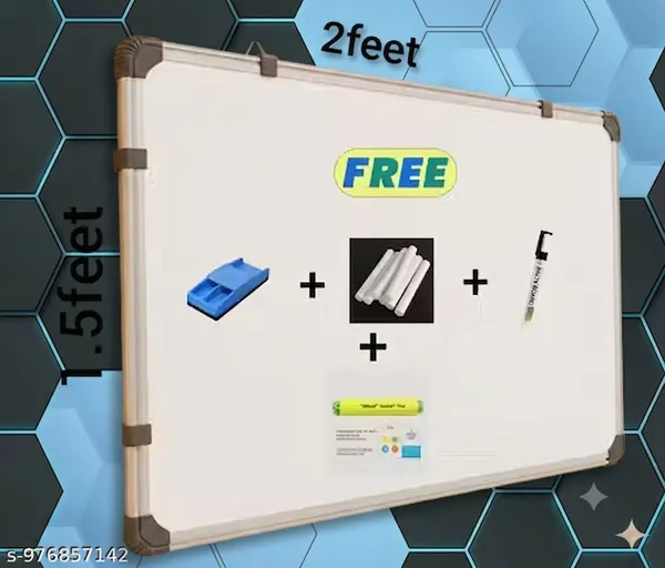 Preha_The_Smart_Choice_Pack_of_1_(_2_by_1.5_feet_)_Double_Sided_Non_Magnetic_Whiteboard_with_Marker_&_Duster_or_Chalk_and_Chalk_Holder_for_Study,_Office,_School,_Tuition_&_Home_Use