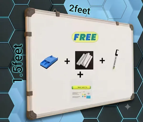 Preha_The_Smart_Choice_Pack_of_1_(_1.5_by_2_feet_)_Double_Sided_Non_Magnetic_Whiteboard_with_Marker_&_Duster_or_Chalk_and_Chalk_Holder_for_Study,_Office,_School,_Tuition_&_Home_Use