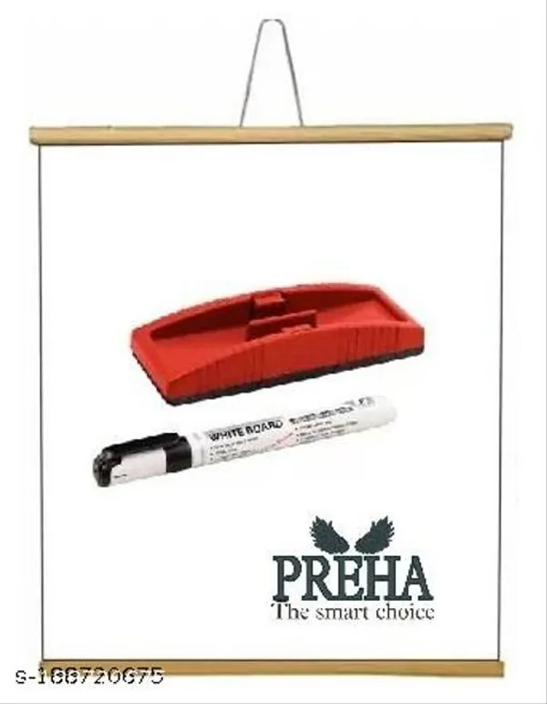 Preha_The_Smart_Choice_Non_Magnetic_1.5x2_Feet_white_Rollup_Combo_Wooden_White_Board_Marker_Board_18x24_In_Whiteboards_White_-_Pack_of_2