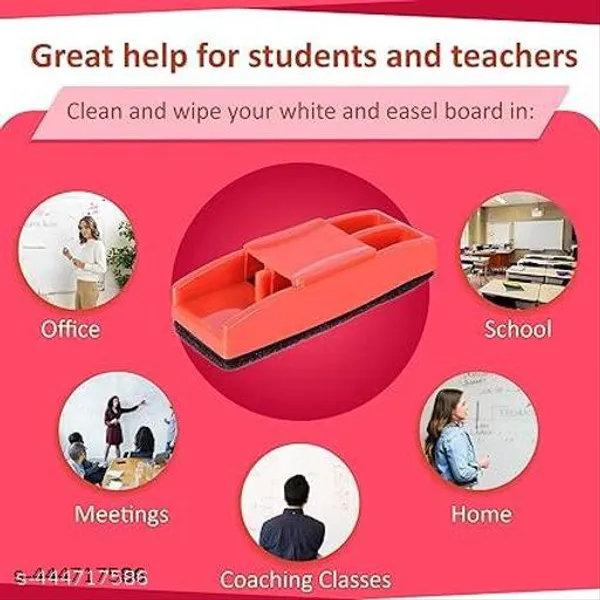 Preha_The_Smart_Choice_Non_Magnetic_White_Board_Duster_,Chalkboard_Eraser,_Blackboard_Cleaner_Compatible_With_Both_Whiteboard_Greenboard_With_Marker_Holder_Assorted_Colour_-_Pack_of_6
