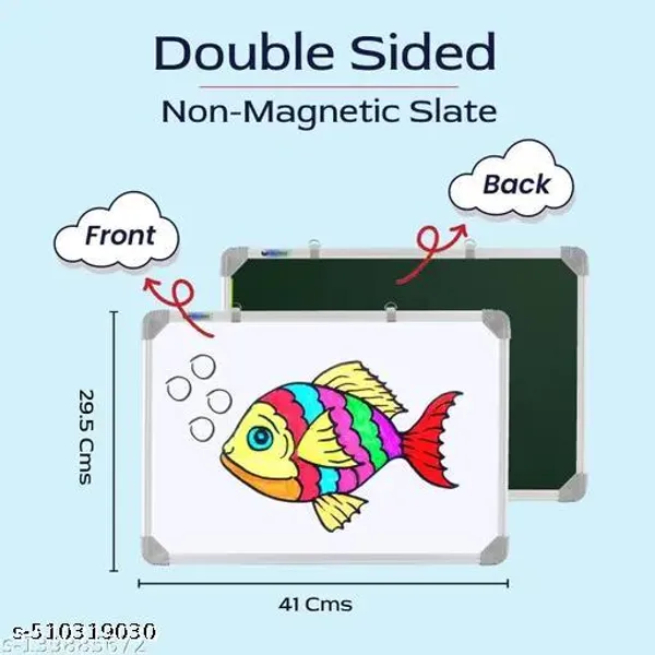 Preha_The_Smart_Choice_1x1_5_Feet_Non_Magnetic_Double_Sided_Slate_Front_White_And_Back_Side_Green_Surface_Ideal_Use_For_Home_Office_Kids_Aluminum_Frame_And_Smooth_Melamine_Surface_30x45cms