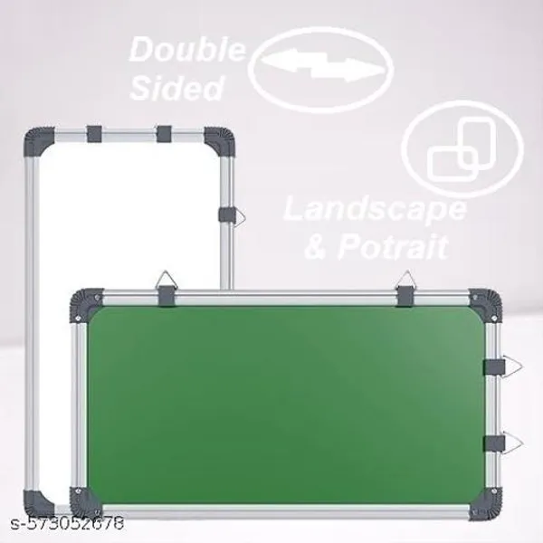 Preha_The_Smart_Choice_2x1._5_Feet_Non_Magnetic_Double_Sided_Chalk_Board_White_Board_Combo_Pack_With_1_Wooden_Duster,_2_Chalk_Holders,_10_Non_Dust_Chalk_Sticks_For_Kids_School_Teaching_59x41cms_Green