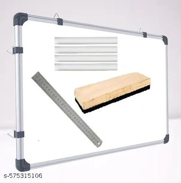 Preha_The_Smart_Choice_Non_Magnetic_1_x_1.5_Ft_Double_Sided_Slate_Combo_1_Slate_1_Wooden_Duster_1_Scale_10_Pcs_Chalk_Whiteboards_And_Duster_Combos_Items_White_And_Green
