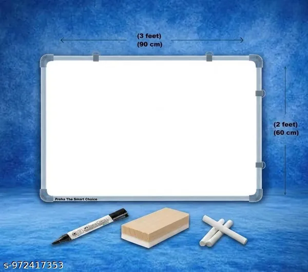 Preha_The_Smart_Choice_Non_Magnetic_3x2_feet_Writing_Whiteboard_Combo_of_3_Item_Whiteboard,_Duster,_Marker,_Chalk_(Pack_of_1)