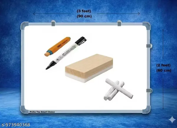 Preha_The_Smart_Choice_Non_Magnetic_3x2_feet_Writing_Whiteboard_Combo_of_5_Item_Whiteboard,_Duster,_Marker,_Chalk,_Chalk_Holder_(Pack_of_1)