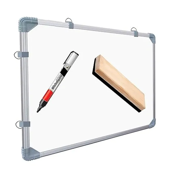 Preha_The_Smart_Choice_White_Board_1.5_Feet_x_2_Feet_Double_Sided_Teaching_Boards_Both_Side_1.5x2_Ft_Writing_Boards_One_Side_Whiteboard_Reverse_Side_Chalkboard_Surface_With_Marker_And_Wooden_Duster