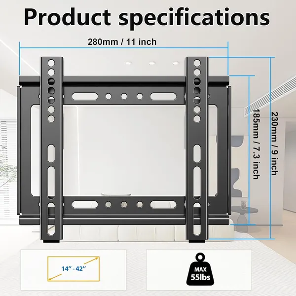 Preha_The_Smart_Choice_14-42_Inches_Ultra_Slim_LCD_LED_TVs_Wall_Mount_Stand_For_MI,_Realme,_Oneplus,_Sony,_Samsung,_Panasonic,_LG,_VU_and_All_Brands_LED,LCD,OLED,UHD,4K,Plasma,Smart_TV's_Suitable_Fixed_TV_Mount