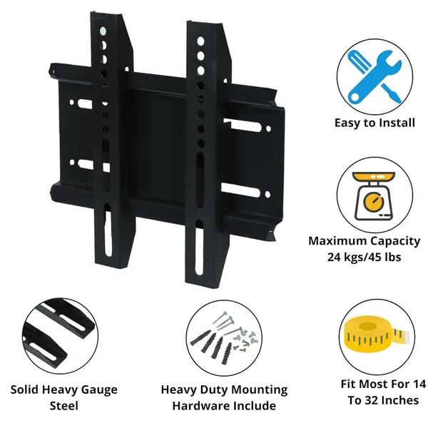 Preha_The_Smart_Choice_14_to_32_Inches_Ultra_Slim_LCD_LED_TVs_Wall_Mount_Stand_For_MI,_Realme,_Oneplus,_Sony,_Samsung,_Panasonic,_LG,_VU_and_All_Brands_LED,LCD,OLED,Plasma,Smart_TV's_Suitable_Fixed_TV_Mount