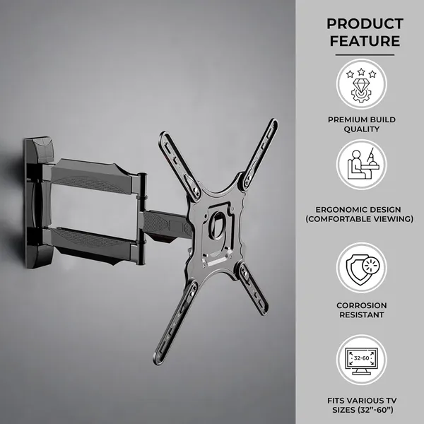 Preha_The_Smart_Choice_35_to_65_Inch_led_TV_Wall_Mount_Movable_Swivel_Corner_Bracket_P4,_Swivel_and_Tilt_Corner,_Full_Motion_Full_Motion_TV_Mount