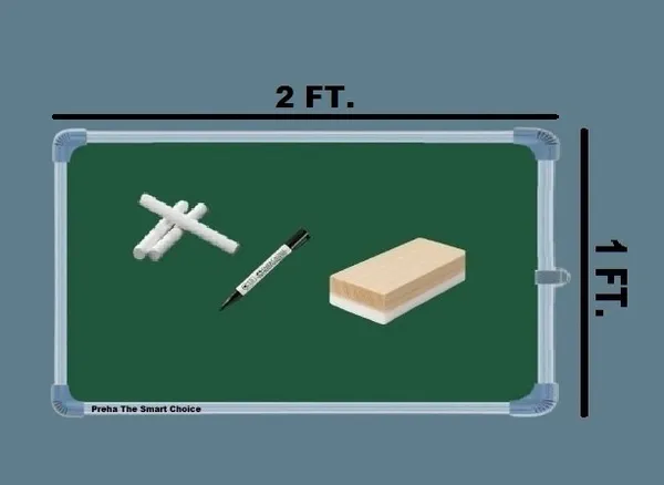 Preha_The_Smart_Choice_Multipurpose_Greenboard_30_x_60_Cm_2_x_1_Feet_Heavy_Durable_Dual_Side_Useable_Board_Aluminium_Boundaries_For_Kids_Adults_Use_In_Schools_Home_Office_Combo_Duster,_Marker,_Chalk