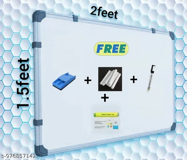 Preha_The_Smart_Choice_Pack_of_1_(_2_by_1.5_feet_)_Double_Sided_Non_Magnetic_Whiteboard_with_Marker_&_Duster_or_Chalk_and_Chalk_Holder_for_Study,_Office,_School,_Tuition_&_Home_Use