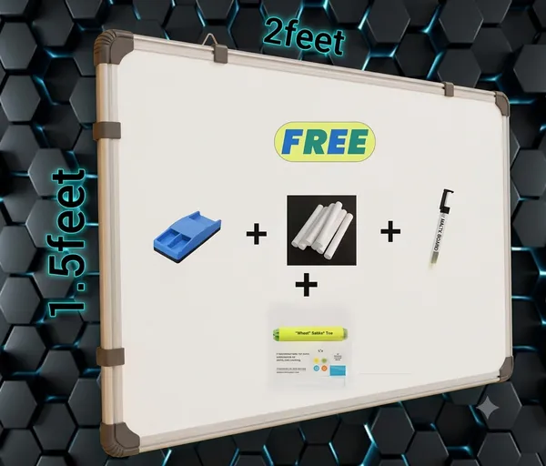 Preha_The_Smart_Choice_Pack_of_1_(_1.5_by_2_feet_)_Double_Sided_Non_Magnetic_Whiteboard_with_Marker_&_Duster_or_Chalk_and_Chalk_Holder_for_Study,_Office,_School,_Tuition_&_Home_Use