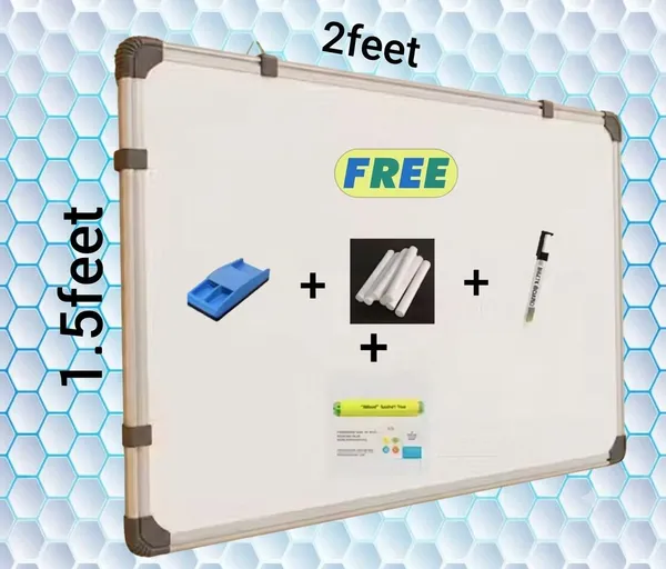 Preha_The_Smart_Choice_Pack_of_1_(_2_by_1.5_feet_)_Double_Sided_Non_Magnetic_Whiteboard_with_Marker_&_Duster_or_Chalk_and_Chalk_Holder_for_Study,_Office,_School,_Tuition_&_Home_Use