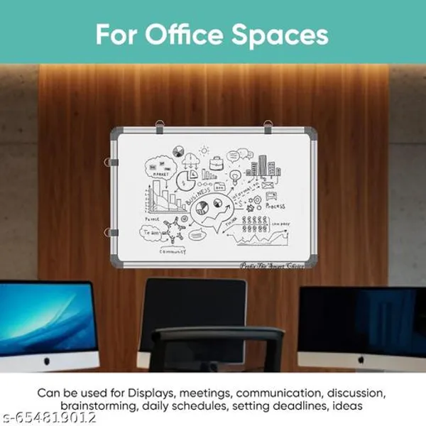 Preha_The_Smart_Choice_Non_Magnetic_(120CM_x_90CM)_4x3_Feet_Double_Sided_White_Board_and_Chalk_Board_Both_Side_Writing_Boards,_one_Side_White_Marker_and_Reverse_Side_Chalk_Board_Surface_-_Set_of_1_Combo_With_1_Wooden_Duster,_1_Chalk_Dibbi,_1_Scale_.