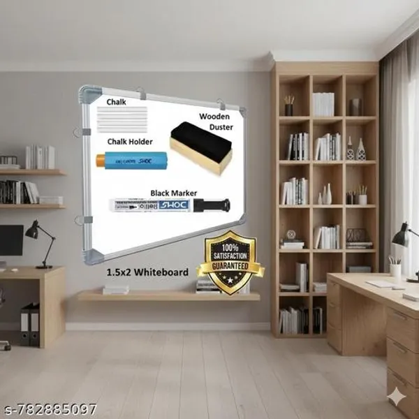 Preha_The_Smart_Choice_Non_Magnetic_1.5x2_Ft_Double_Sided_White_Board_Combo_1_Whitebord,_1_Duster,_1_Marker,_1_Box_Chalk,_1_Chalk_Holder_Whiteboards_And_Duster_Combos_White/Green