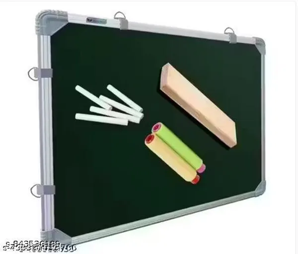Preha_The_Smart_Choice_2x1.5_Feet_Non_Magnetic_Double_Sided_Chalk_Board_White_Board_Combo_Pack_With_1_Wooden_Duster,_2_Chalk_Holders,_10_Non_Dust_Chalk_Sticks_For_Kids_School_Teaching_59x41cms_Green