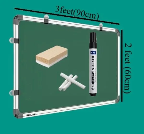 Preha_The_Smart_Choice_Board_Non_Magnetic_2_Feet_x_3_Feet_White_And_Chalk_Board_With_Marker_And_Duster_White_Chalk_Green_Board_90_Cm_x_60_Cm_Whiteboard_Green_Chalkboard_Duster,_Marker,_Chalk