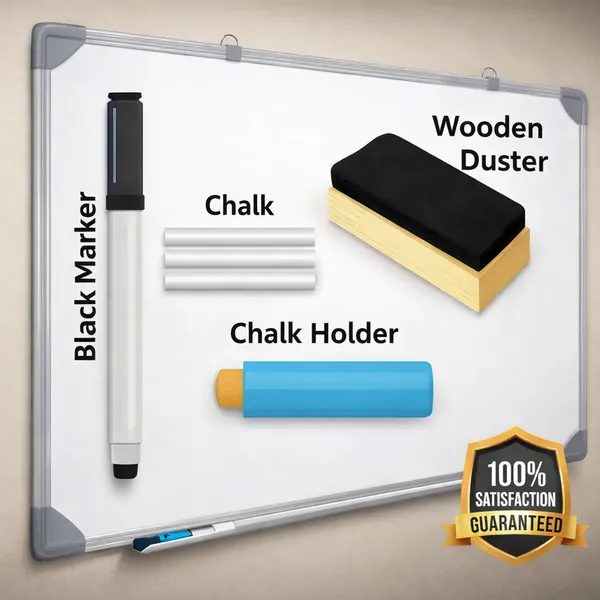 Preha_The_Smart_Choice_2x1._5_Complete_Non_Magnetic_Whiteboard_Set_Includes_Marker,_Duster,_Dustless_Chalk,_Chalk_Holder