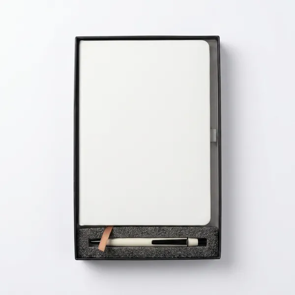 White_Pu_Leather_A5_Diary_&_Pen_Office_Set