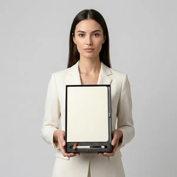 White_Pu_Leather_A5_Diary_&_Pen_Office_Set