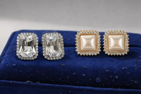 Golden_Alloy_Square_Pearl_Crystal_Border_Stud_Earrings_And_White_Crystal_Rectangular_Halo_Stud_Earrings_For_Women_(Pack_Of_2)