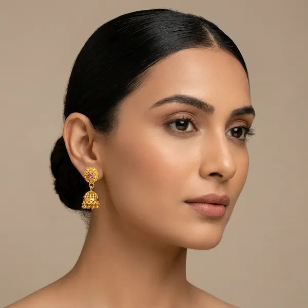 Golden_Alloy_Two-Tone_Lattice_Hoop_Dangle_Earrings_And_Golden_Alloy_Pink_Stone_Floral_Jhumka_Earrings_For_Women_(Pack_Of_2)