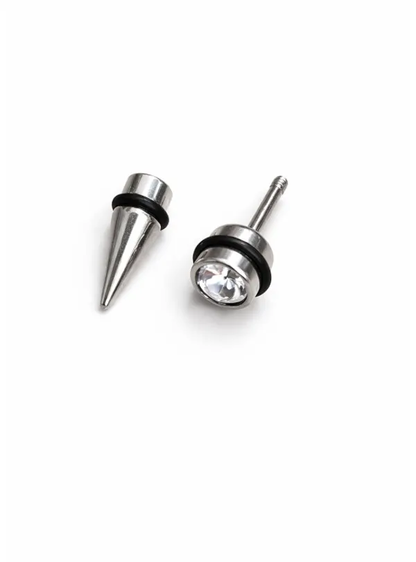 Fake_Plug_Earrings_With_Cubic_Zirconia_Stainless_Steel_Stud_Earring_(Pack_Of_2)