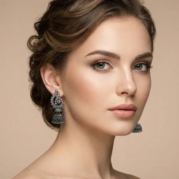 Oxidized_Silver_Alloy_Peacock_Jhumka_Earrings_For_Women_-_Pack_Of_2