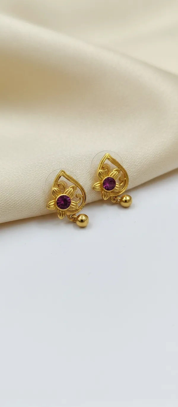 Golden_Alloy_Purple_Stone_Floral_Stud_Earrings_For_Women_-_Pack_Of_2
