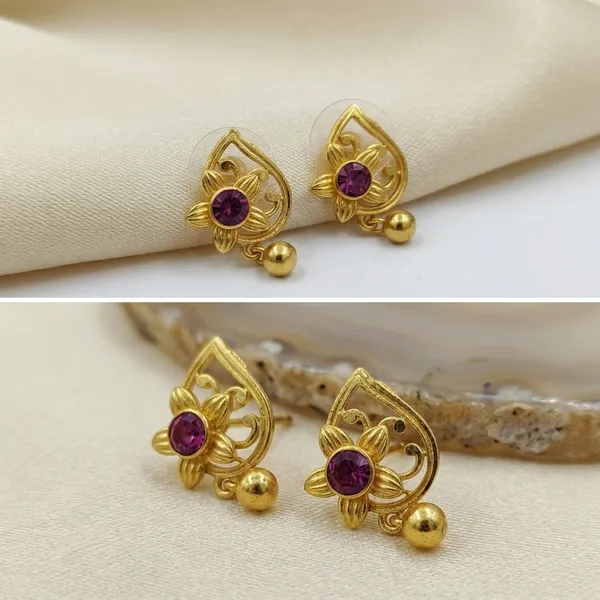 Golden_Alloy_Purple_Stone_Floral_Stud_Earrings_For_Women_-_Pack_Of_2