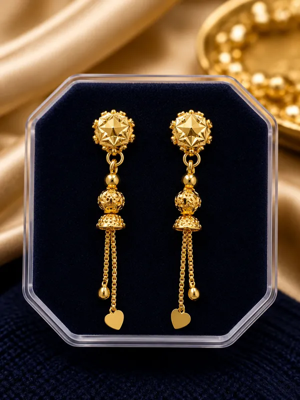 Golden_Alloy_Floral_Textured_Bead_Chain_Tassel_Dangle_Earrings,_Heart_Chain_Bead_Dangle_Earrings_And_Traditional_Drop_Earrings,_Swan_Design_Drop_Earrings_For_Women_(Pack_Of_4)