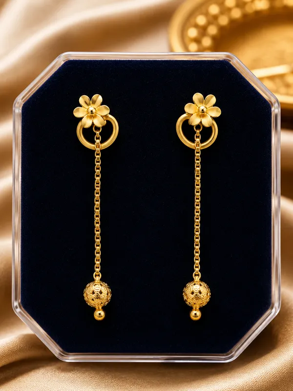 Golden_Alloy_Floral_Textured_Bead_Chain_Tassel_Dangle_Earrings,_Heart_Chain_Bead_Dangle_Earrings_And_Traditional_Drop_Earrings,_Swan_Design_Drop_Earrings_For_Women_(Pack_Of_4)