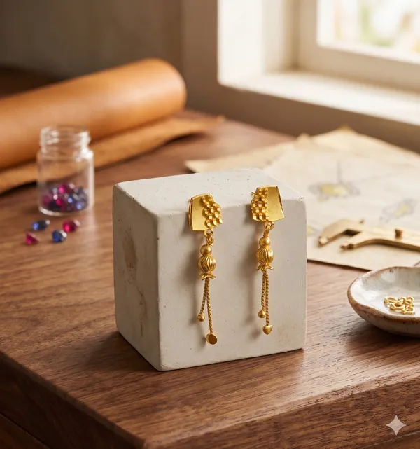 Golden_Alloy_Floral_Textured_Bead_Chain_Tassel_Dangle_Earrings,_Heart_Chain_Bead_Dangle_Earrings_And_Traditional_Drop_Earrings,_Swan_Design_Drop_Earrings_For_Women_(Pack_Of_4)