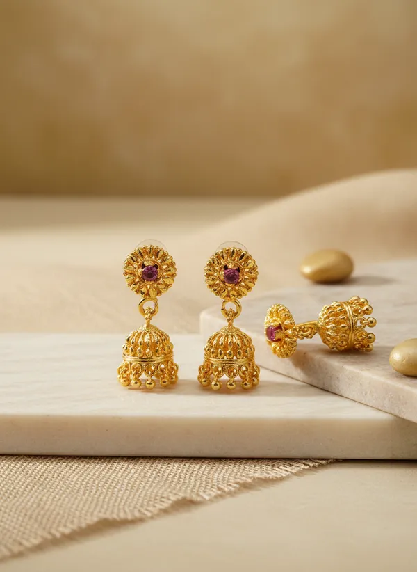 Golden_Alloy_Pink_Stone_Floral_Jhumka_Earrings_For_Women
