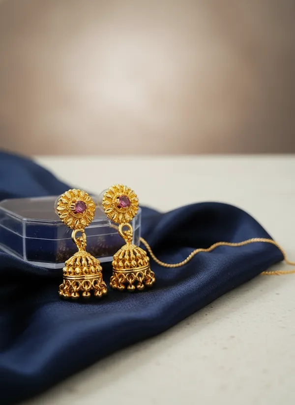 Golden_Alloy_Two-Tone_Lattice_Hoop_Dangle_Earrings_And_Golden_Alloy_Pink_Stone_Floral_Jhumka_Earrings_For_Women_(Pack_Of_2)