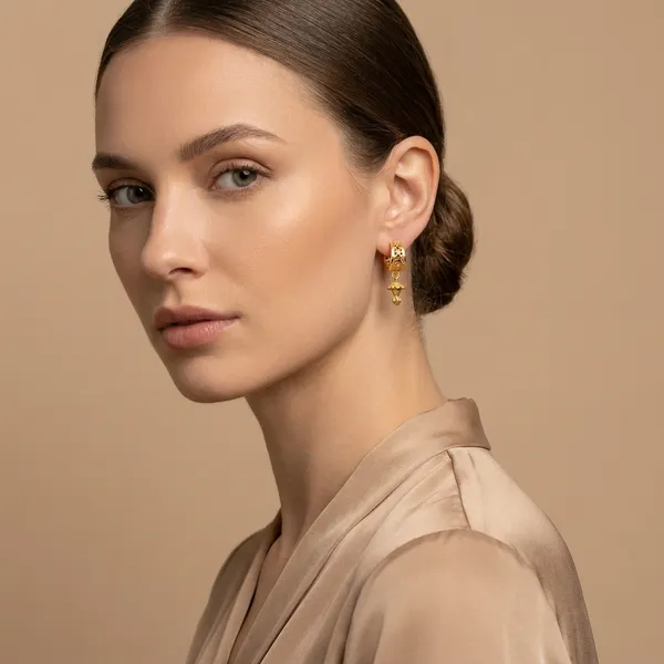 Golden_Alloy_Two-Tone_Lattice_Hoop_Dangle_Earrings_For_Women_-_Pack_Of_2