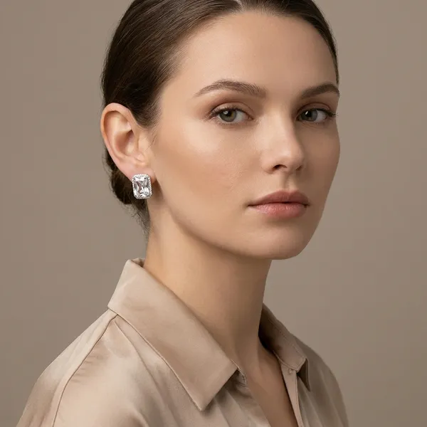 White_Crystal_Rectangular_Halo_Stud_Earrings_For_Women_-_Pack_Of_2