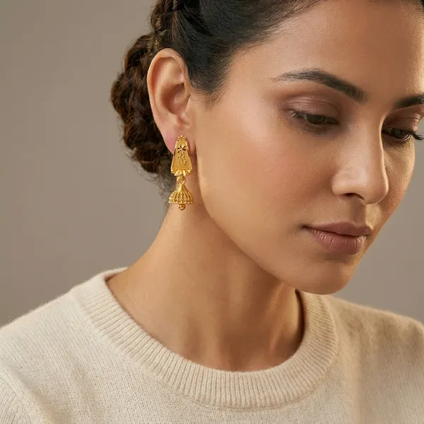 Golden_Alloy_Floral_Dome_Jhumka_Earrings_For_Women_-_Pack_Of_2