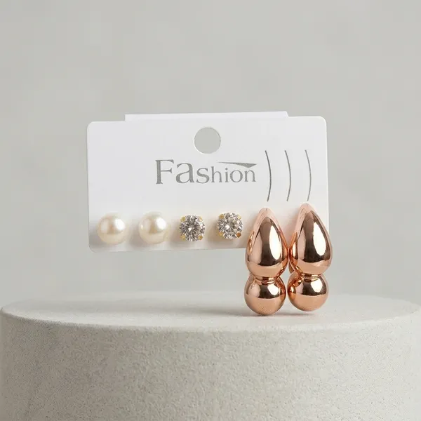 Golden_Alloy_Pearl_Crystal_Stud_Earring_Set_And_Elegant_Pearl_Crystal_Rose_Gold_Drop_Earrings_For_Women_(Pack_Of_2)