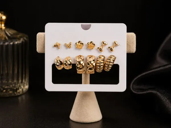 Golden_Flutter_Multi-Stud_&_Mini_Hoop_Earring_Set