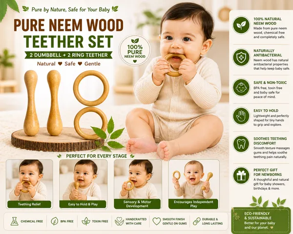 Natural_Neem_Wood_Baby_Teether_with_Silicone_Remote_Shape_Teether_Free