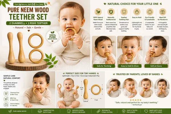 Natural_Neem_Wood_Baby_Teether_with_Silicone_Remote_Shape_Teether_Free