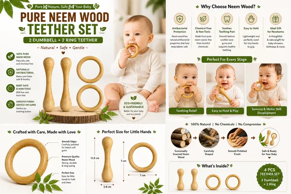 Natural_Neem_Wood_Baby_Teether_with_Silicone_Remote_Shape_Teether_Free