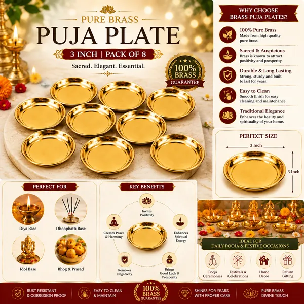Pure_Brass_Puja_Plate_–_Pack_of_8_Multipurpose_|_3_Inch_|_Perfect_for_Diya,_Dhoop,_Bhog,_Idols_&_Daily_Puja