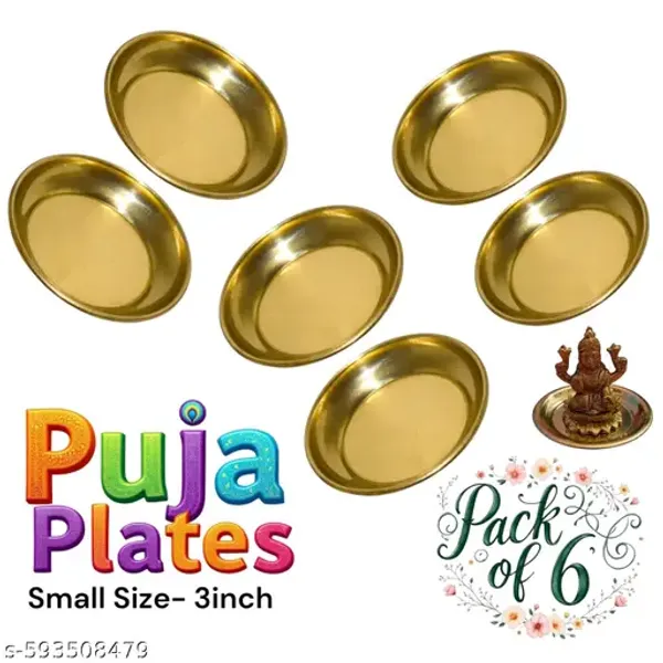 Pure_Brass_Puja_Plates_Pack_of_6_(Size-3inch)_for_dhoopbatti_base_,_idols_base,diya_base_multipurpose_use