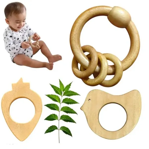 Natural_Neem_Wood_Ring_Rattle_With_Bird_Strawberry_Teether_Baby_Safe_Eco_Friendly